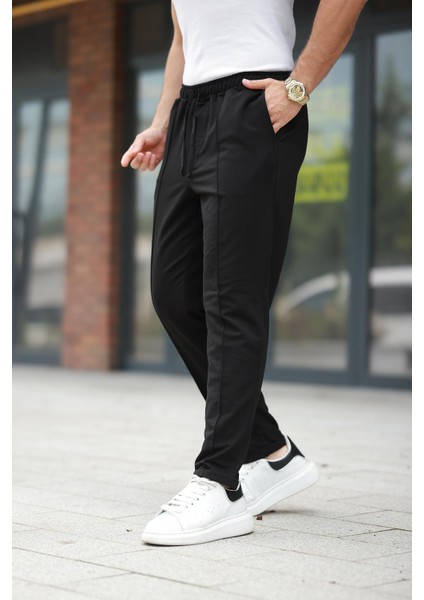 Siyah Çımalı Bel Lastikli Modern Fit Erkek Jogger PANTOLON-2527