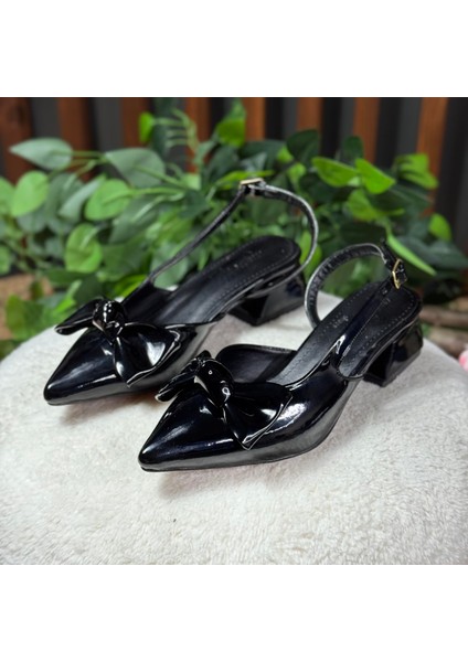 Sivri Burun Fiyonklu Topuklu Babet M1074 modelleri