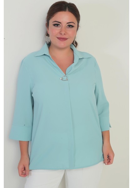 Polo Yaka Çeyrek Kol Büyük Beden Bluz fiyatları