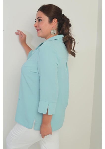 Polo Yaka Çeyrek Kol Büyük Beden Bluz fırsatları