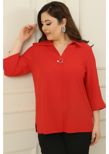 Polo Yaka Çeyrek Kol Büyük Beden Bluz fiyatları