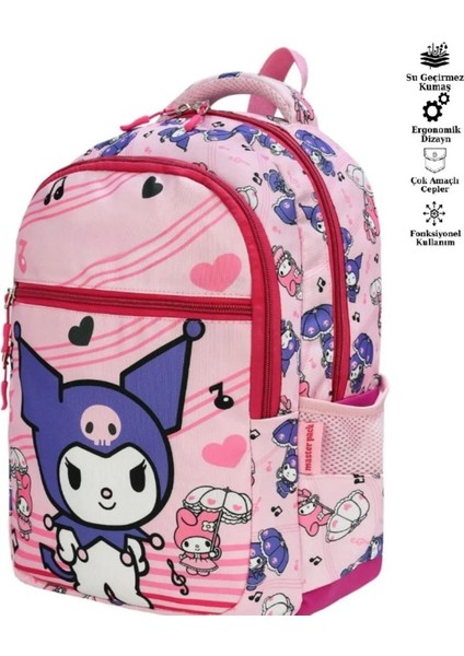 Ilkokul Kuromi Karakterli Kız Çocuk 2 Li Ortopedik Okul Çantası Seti (Okul Çantası + Beslenme) Pembe modelleri