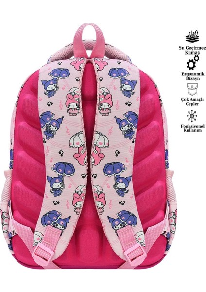 Ilkokul Kuromi Karakterli Kız Çocuk 2 Li Ortopedik Okul Çantası Seti (Okul Çantası + Beslenme) Pembe fırsatları