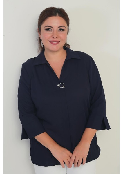 Polo Yaka Çeyrek Kol Büyük Beden Bluz fiyatları