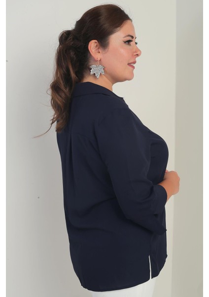 Polo Yaka Çeyrek Kol Büyük Beden Bluz fırsatları