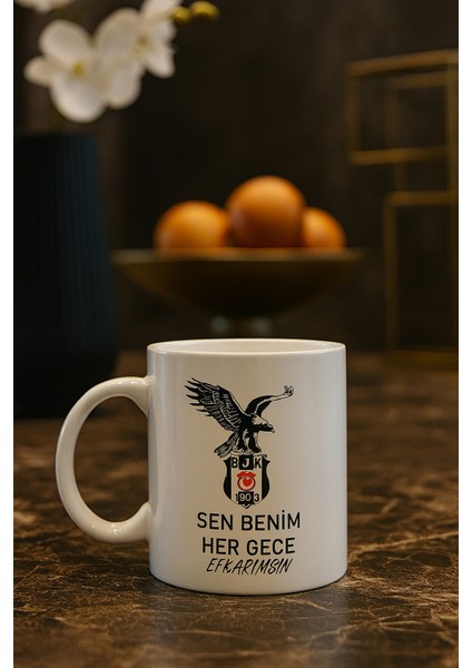 Beşiktaş Logo Baskılı Porselen Büyük Boy Kupa Bardak fiyatları