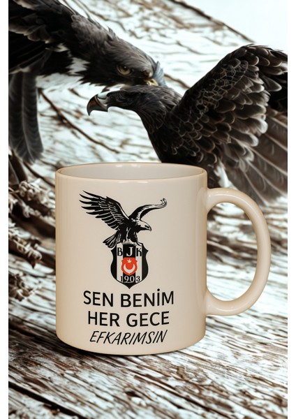 Beşiktaş Logo Baskılı Porselen Büyük Boy Kupa Bardak fırsatları