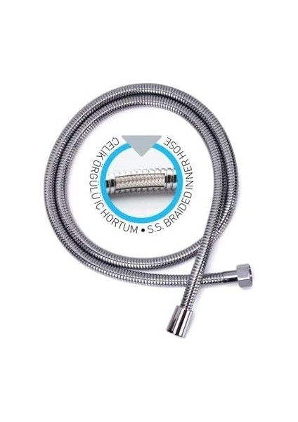 Derece Dönebilen Patlamayan Dolanmayan Prinç Bağlantılı Parlak Kromajlı 150 Cm+ 20 cm Esneyebilen Kaliteli Duş Hortumu G1/2 modelleri