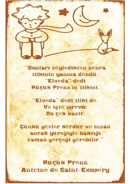 Kuşe Kağıt Duvar Posteri Küçük Prens Retro Vintage DRTR0044