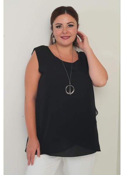 Kadın Üstü Şifon Kolsuz Büyük Beden Bluz fiyatları