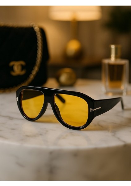 Star Kadın Güneş Gözlüğü Uv Sarı Cam Siyah Çerçeve Uv 400 Korumalı Ce Sertifikalı fiyatları