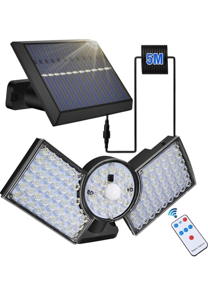 Bahçe Aydınlatma Dış Mekan Için Hareket Sensörlü 3 Farklı Aydınlatma Modu 112 LED Solar-Kumandalı