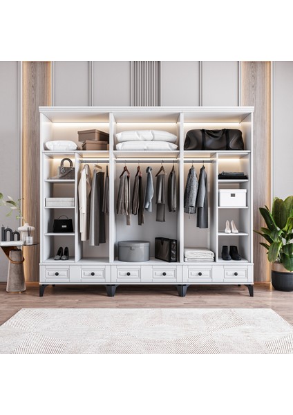 Terra 6 Kapaklı Çekmeceli Gardırop Tamamı Mdf (Beyaz) modelleri