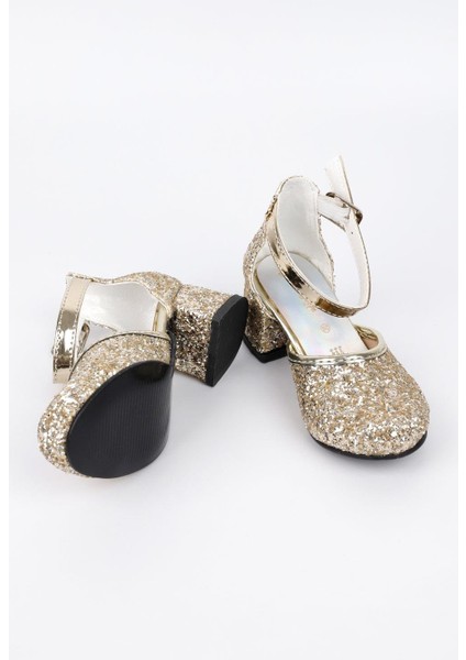 Altın Simli Topuklu Kız Çocuk Ayakkabı fiyatları