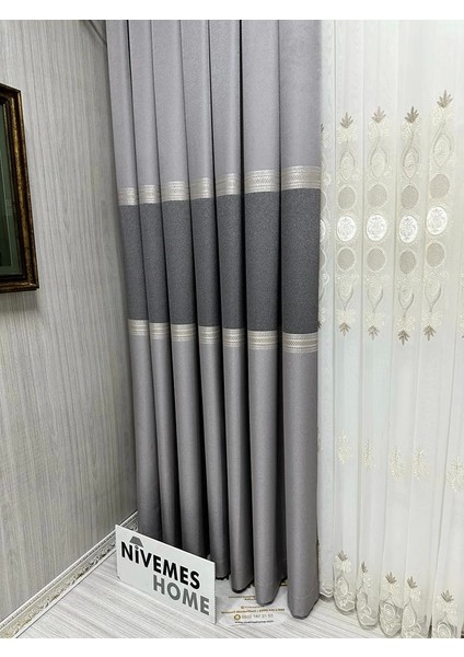 Nivemeshome Manavgat Gri FT632113 V-5401 1/3 Sık Pileli Fon Perde Apm