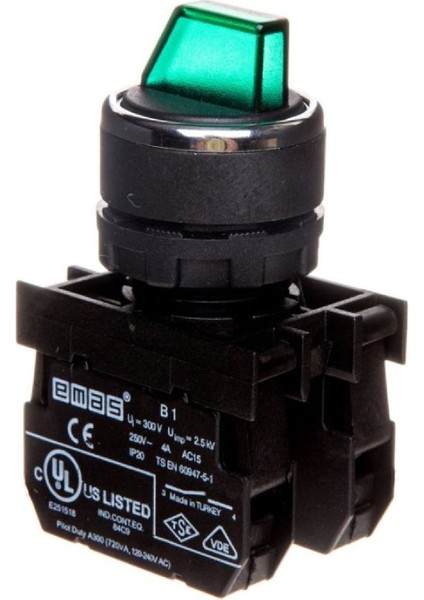 B101SL30Y ,3-KONUM/KONTAK-2A Yeşil Kalıcı M22 Anahtar