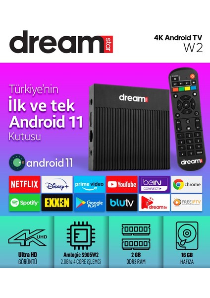 W2 Android Tv Box + Bluetooth Kafa Üstü Kulaklık Hediyeli | Android 12 – Netflix – Youtube – 4K UHD modelleri