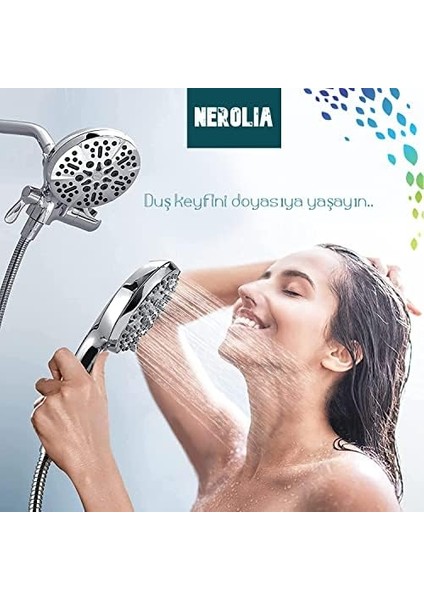 Duş Seti / 3 Fonksiyonlu Yüksek Dayanımlı Abs Duş Başlığı + 170CM Ekstra Uzun Duş Hortumu/nerolıa modelleri