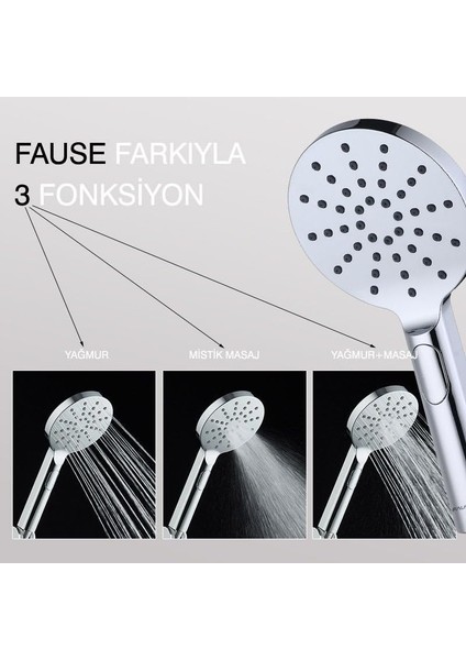 El Duş Başlığı 3 Fonksiyonlu Oval KE121 modelleri