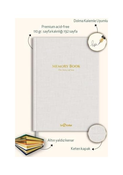 Color Memory Book Keten Hatıra Defteri Altın Kenarlı Anı Albümü Beyaz fiyatları