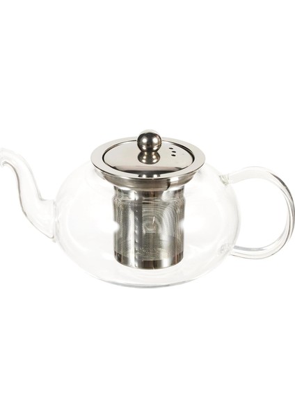 Cam Bitki Çayı Demliği 600 ml - Çelik Süzgeçli Demlik