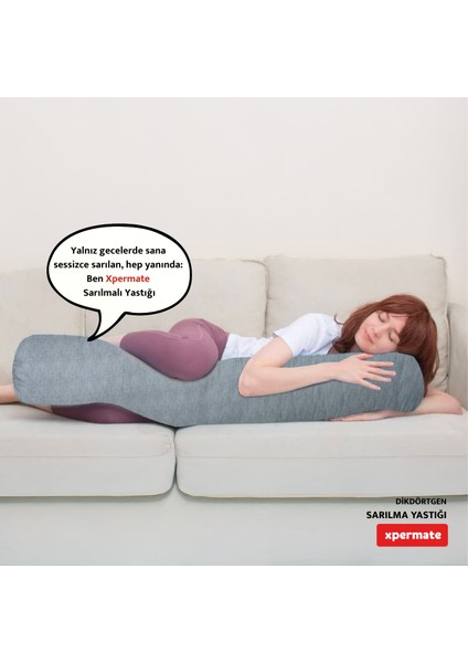 Sarılma Yastığı , Uyku Yastığı , Bacak Arası Yastığı Silindir 150 x 20 cm Gri