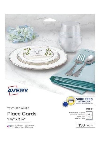 Emin Beslemeli Yazdırılabilir Boş Yer Kartları, 3,6 cm x 9,5 Cm, Dokulu Beyaz, 150 Özelleştirilebilir Çadır Kartı (16109) modelleri