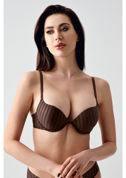 Kadın Çift Destekli B Cup Desenli Sütyen , 337036