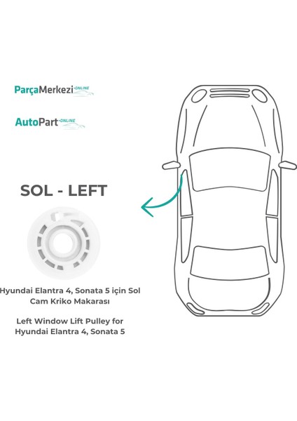 Hyundai Elantra 4, Sonata 5 için Sol Cam Kriko Makarası modelleri