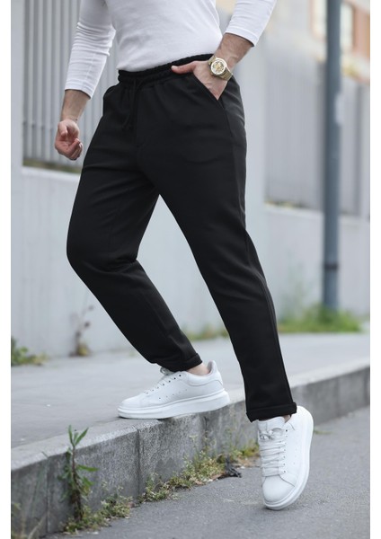 Siyah Beli Lastikli Modern Fit Erkek Jogger PANTOLON-2513