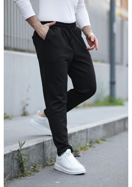Siyah Beli Lastikli Modern Fit Erkek Jogger PANTOLON-2513 modelleri