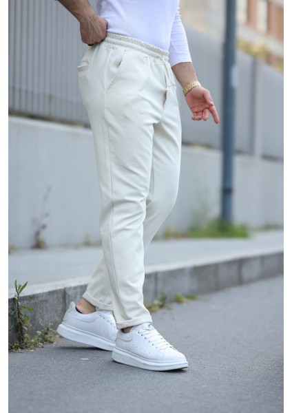 Ekru Beli Lastikli Modern Fit Erkek Jogger PANTOLON-2513 fiyatları