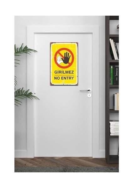 Girilmez No Entry Retro Vintage Ahşap Mdf Tablo fiyatları