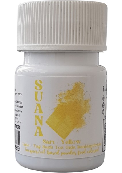 Sarı Lake/Yağ Bazlı Toz Gıda Boyası - Çikolata Boyası 7 gr
