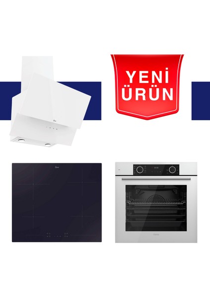 & Hoover Fryart Serisi Moonlight White Beyaz Ankastre Set (HDG6C2GWTK + HH64CCB + XE63CB)