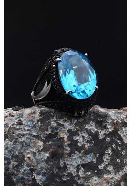 Hz. Ali Zülfikar Kılıcı ( Aqua Marin ) Akua Marine Taşlı Taşlı Zirkon Taş Süslemeli 925 Ayar Gümüş Yüzük 902059 indirimleri