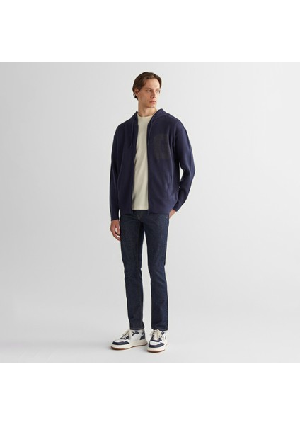 Erkek Lacivert Regular Fit Kapüşonlu Logolu Hırka modelleri
