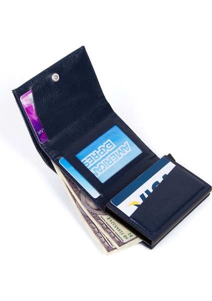 Erkek Deri Mekanizmalı Cüzdan ve Portföy Clutch Traş Kozmetik Bakım ve Günlük El Çantası (14X24CM) NEWPOLO171 - Lacivert fırsatları