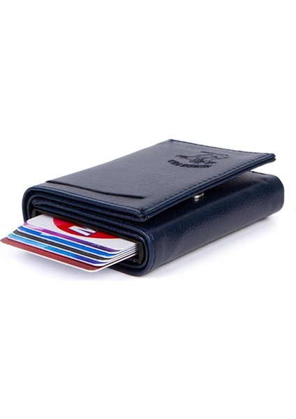 Erkek Deri Mekanizmalı Cüzdan ve Portföy Clutch Traş Kozmetik Bakım ve Günlük El Çantası (14X24CM) NEWPOLO171 - Lacivert indirimleri