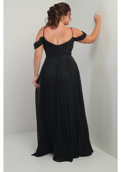 Kadın Sezerler Taş Işlemeli Straplez Yaka Ip Askılı Düşük Omuz Simli Uzun B.b. Elbise fırsatları