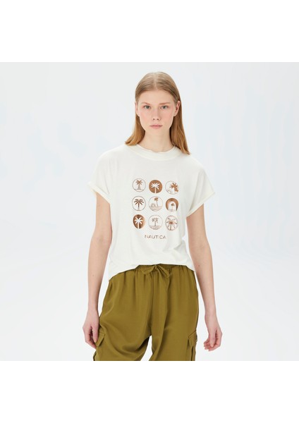 Kadın Beyaz Relaxed Fit T-Shirt
