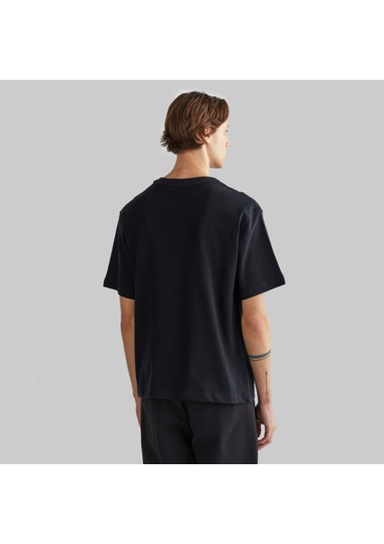 Erkek Siyah Relaxed Fit Bisiklet Yaka Logolu T-Shirt fiyatları