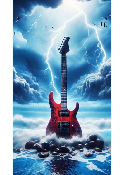 Yıldırım Gitar Kanvas Tablo Ev Duvar Salon Ofis Dükkan Oda Dekarasyon Süsü Ölçü Seçmeyi Unutmayınız fiyatları