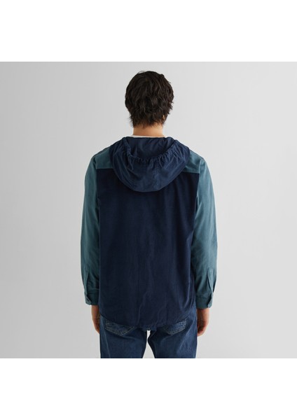 Erkek Lacivert Oversize Fit Kapüşonlu Logolu Gömlek fiyatları