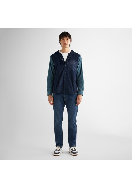 Erkek Lacivert Oversize Fit Kapüşonlu Logolu Gömlek modelleri