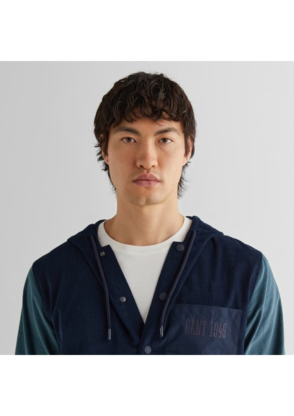 Erkek Lacivert Oversize Fit Kapüşonlu Logolu Gömlek fırsatları