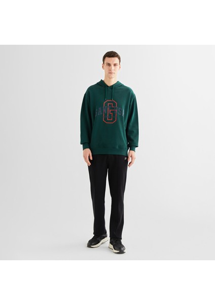 Erkek Yeşil Relaxed Fit Kapüşonlu Logolu Sweatshirt modelleri