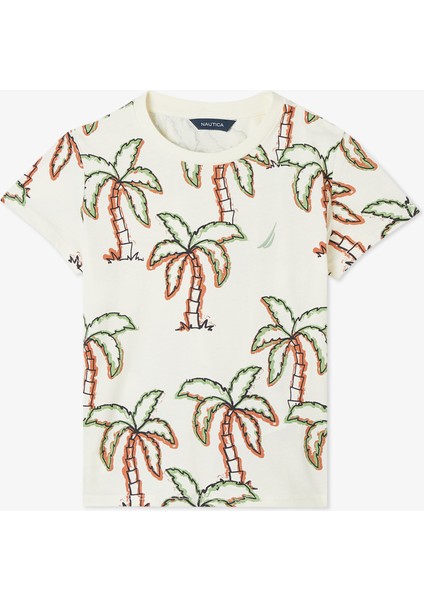 Erkek Çocuk Krem Regular Fit Baskılı T-Shirt