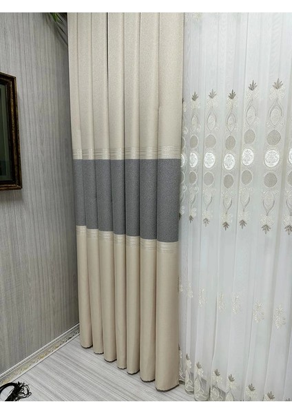 Nivemeshome Manavgat Krem FT632113 V-113 1/3 Sık Pileli Fon Perde Apm