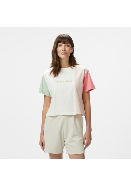 Kadın Pembe Regular Fit Renk Bloklu T-Shirt
